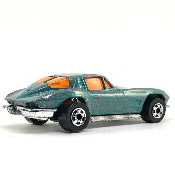🦋 Hot Wheels Corvette Stingray split window 1979 teal blue orange crackle AS IS - Picture 10 of 16